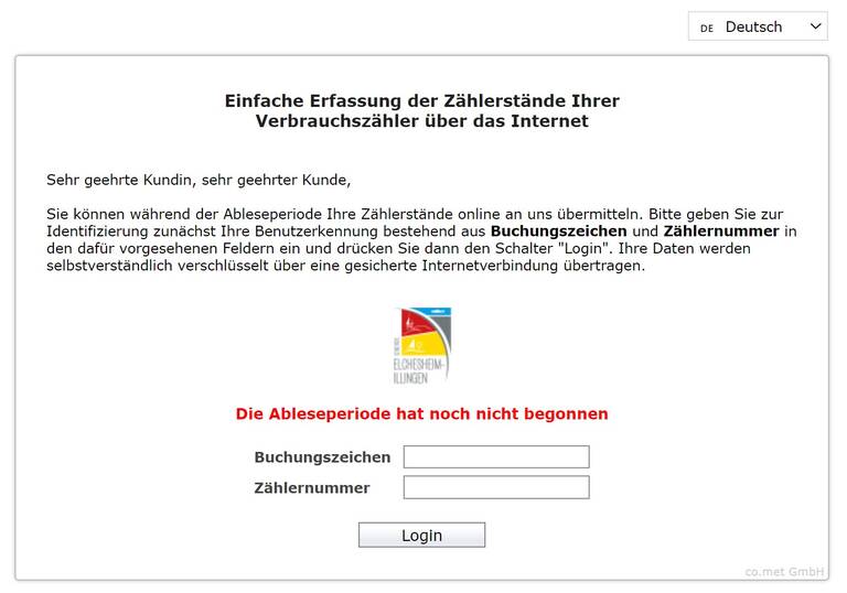 Erfassungsmaske Zählerstand